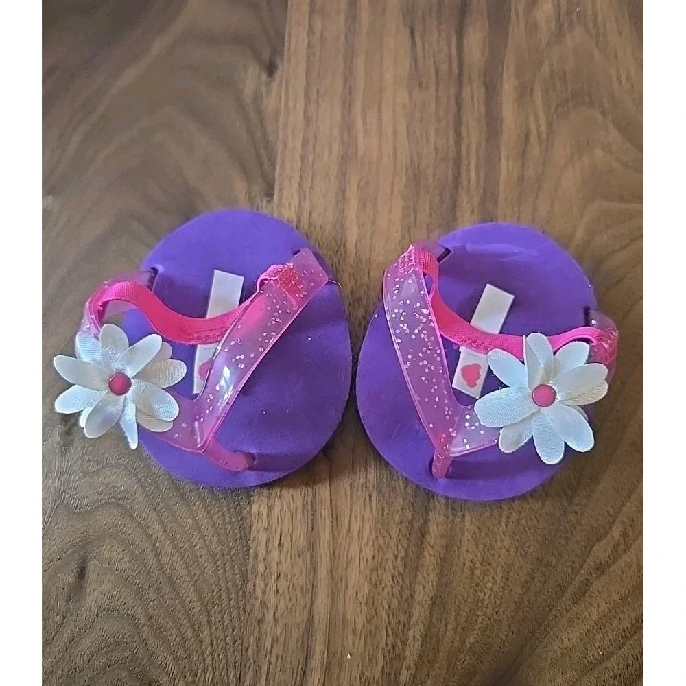 BABW‎ Build A Bear Daisy Pink Purple Sandals Summer Spring Flip Flop Shoes